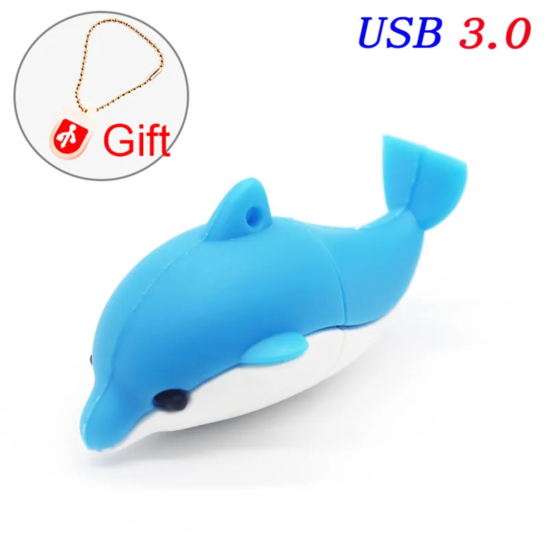 Blue JASTER Дельфин USB flash drive 3,0 pendrive «Миньоны» Memory stick флешки 4 ГБ 8 16 32 64 подарок - Цвет: Blue