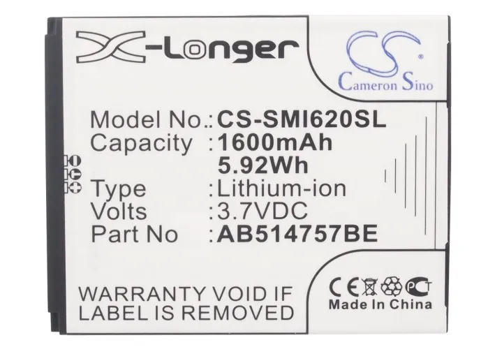 

Cameron Sino 1600mAh Battery AB414757BE, AB514757BE for Samsung SGH-i620, SGH-i640, SGH-i640v, SGH-i740