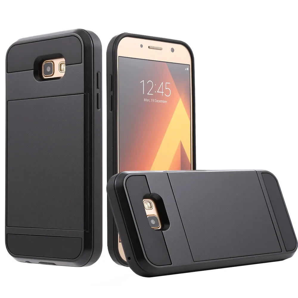 Чехол Кошелек для Galaxy A7 2017 Прочный Гибридный двухслойный чехол со скрытым