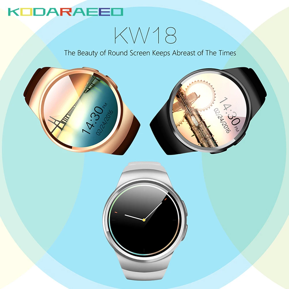 KW18 Bluetooth Смарт часы с полным экраном Поддержка sim карты TF телефон трекер