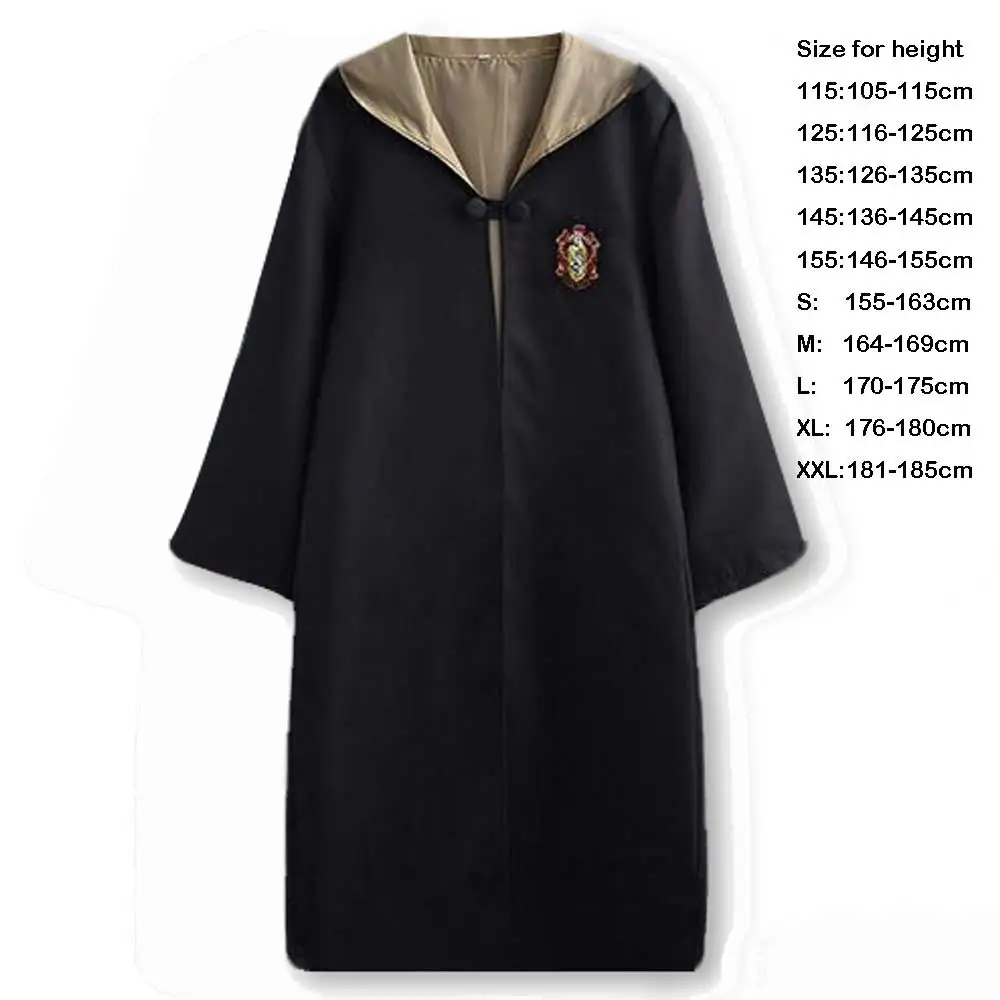 Hufflepuff Robe Костюм для взрослых и детей; костюм Гриффиндора Хаффлпаффа Слизерина Рейвенкло; волшебный халат; плащ; костюм на Хэллоуин; Рождественский подарок - Цвет: Hufflepuff Robe