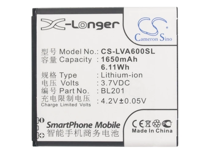 Аккумулятор Cameron Sino BL201 на 1650 мАч для Lenovo A60 +|cameron sino|battery for lenovobattery |