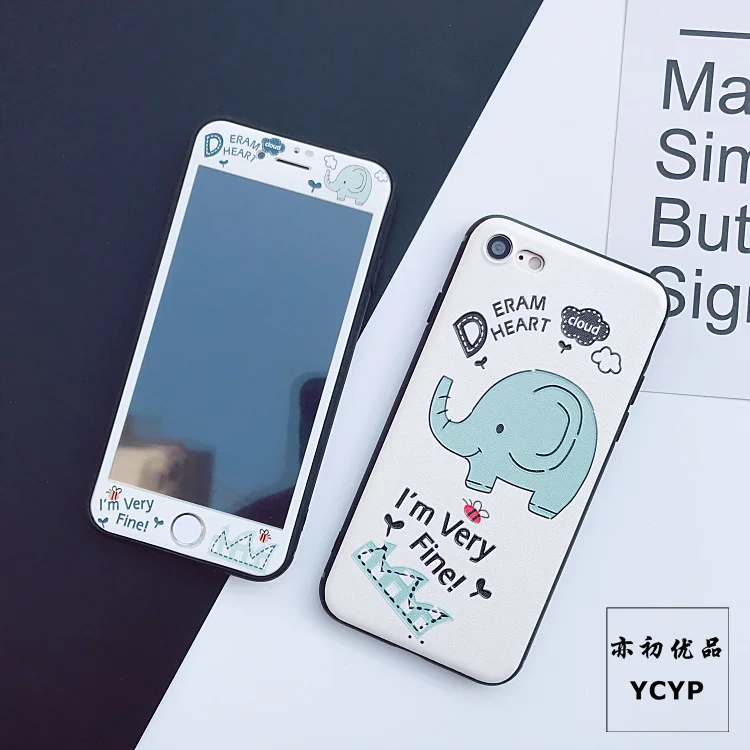 Милый чехол для телефона с изображением слона iPhone X жирафа + пленка экрана из
