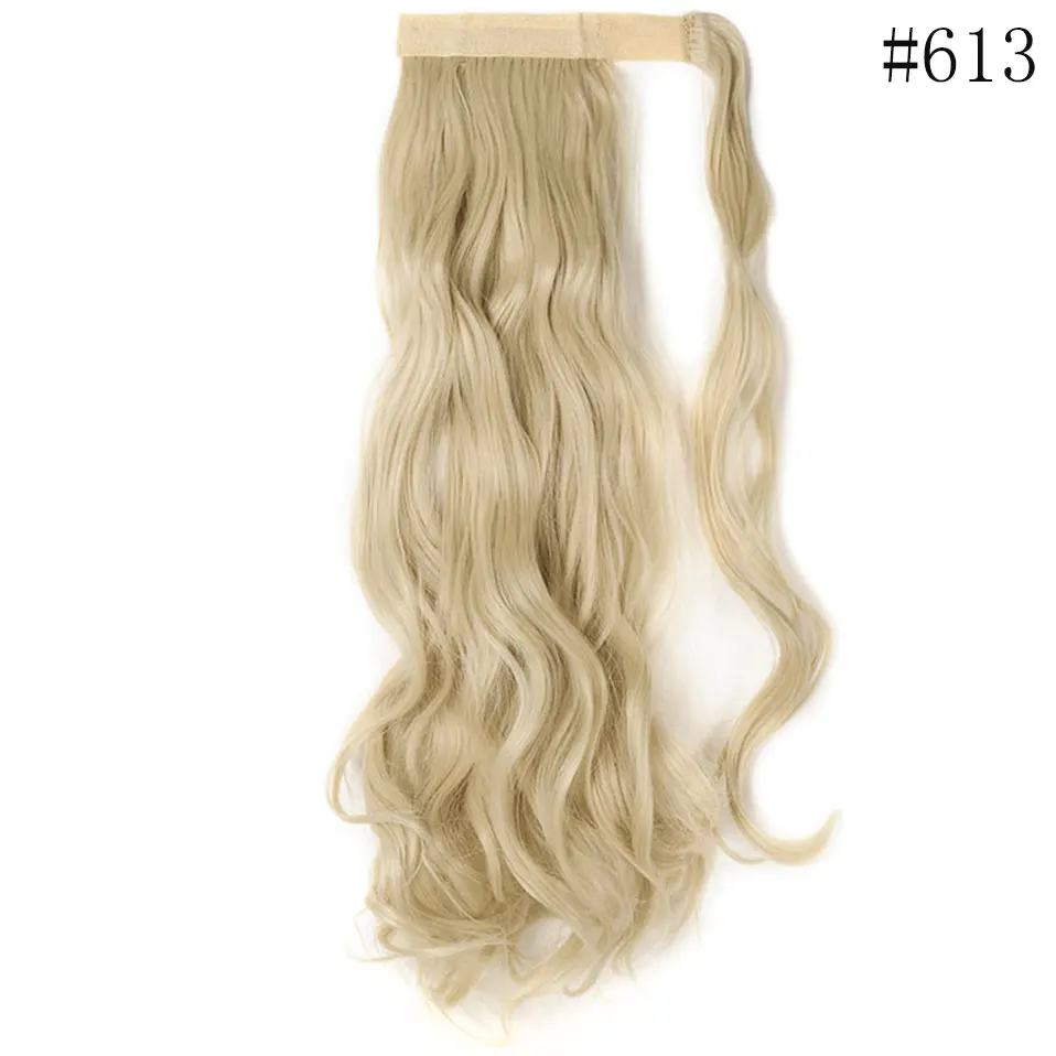 bleach blonde SNOILITE 43 см длинные волнистые настоящие шиньон конский хвост из натуральных волос клип в хвосте пони наращивание волос обернуть вокруг на синтетические волосы кусок - Цвет: bleach blonde