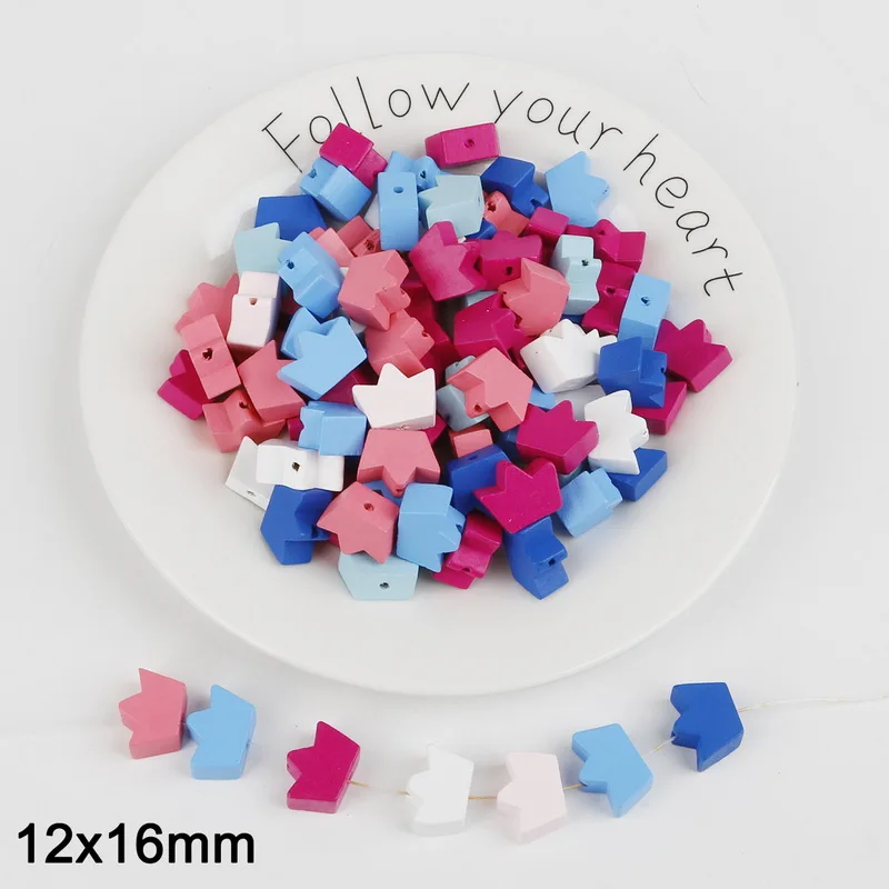 50pcs Hole 2mm 30 разные стили Размеры Природный Spacer деревянные бусы Красочные Сердце Звезда Корона цветок дерево из бисера для рукоделия детские игрушки бисер для одежды - Цвет: 50pcs Hole 2mm