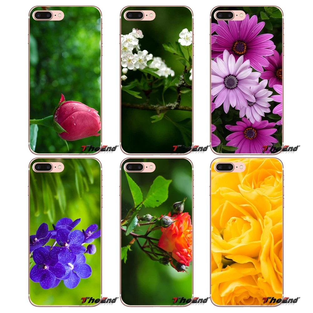 Soft Transparent Shell Covers World Beautiful Flowers For Apple iPhone X 4 4S 5 5S SE 5C 6 6S 7 8 Plus 6sPlus 6Plus 7plus 8plus | Мобильные