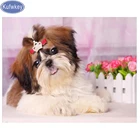 Набор для творчества и поделок kufwkey, алмазная живопись shih tzu, распродажа алмазной вышивки, наклейки, собака, домашний питомец, 5D, вышивка крестиком, украшение для дома