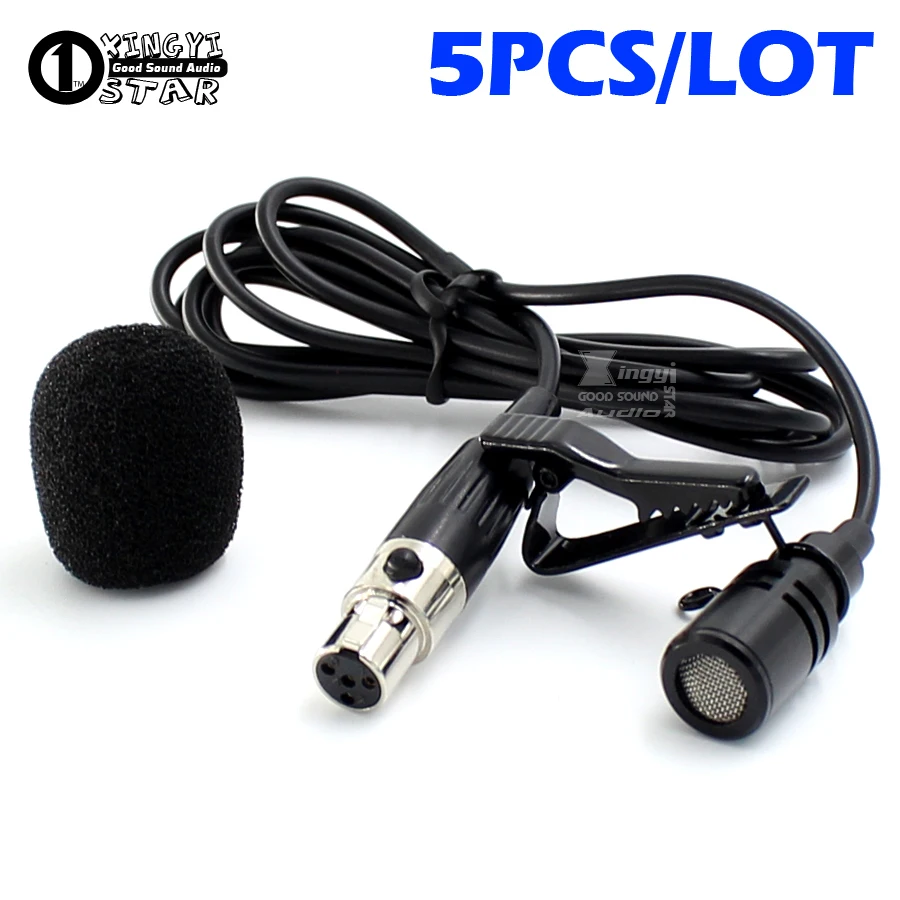 

5Pcs Mini XLR 4 Pin TA4F Condenser Mic Lapel Lavalier Mike Tie Clip Microphone For SHURE Karaoke Wireless BodyPack Transmitter