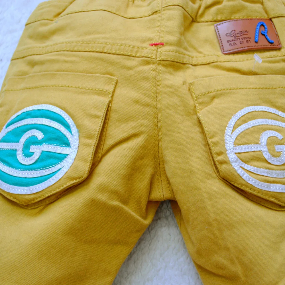 4050 г. повседневные штаны для детей маленьких мальчиков Желтые Детские весенне