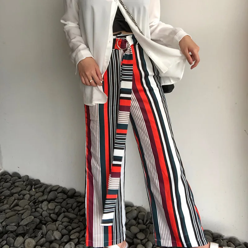 Женские свободные брюки Heydress повседневные широкие в полоску с принтом на молнии