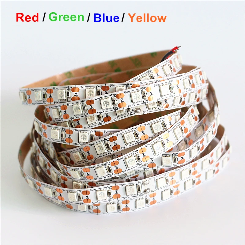 DC 5 В Светодиодная лента 5050 SMD 5 м 60 светодиодный s/M светодиодный гибкий светильник белый/теплый белый/красный/зеленый/синий/желтый/RGB светодиодный ленточный светильник