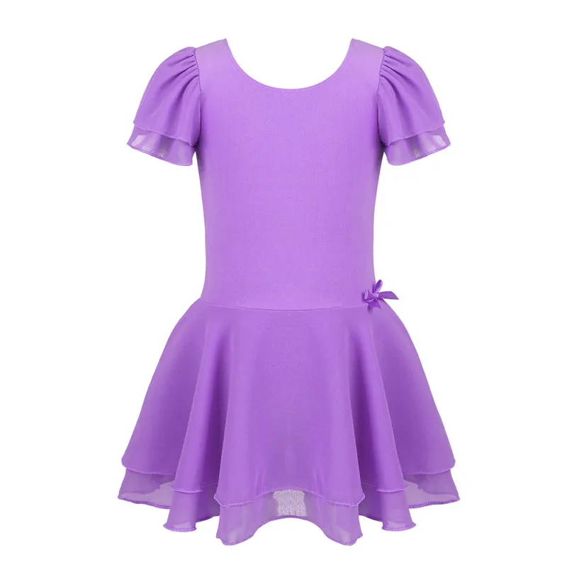 Балетное платье пачка с короткими рукавами и оборками для девочек подростков
