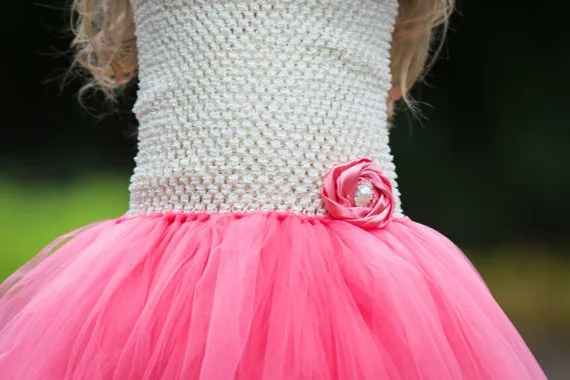 Beautiful Girls Pink Dress Kids Crochet Corset Tulle Long Tutu Dresses Wedding Party Ball Gown Children Costumes Banquet | Детская