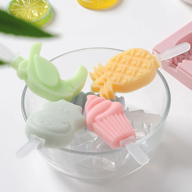 Goldbaking Милые силиконовые формы для льда с крышкой формы для мороженого DIY формы для льда с многоразовыми палочками