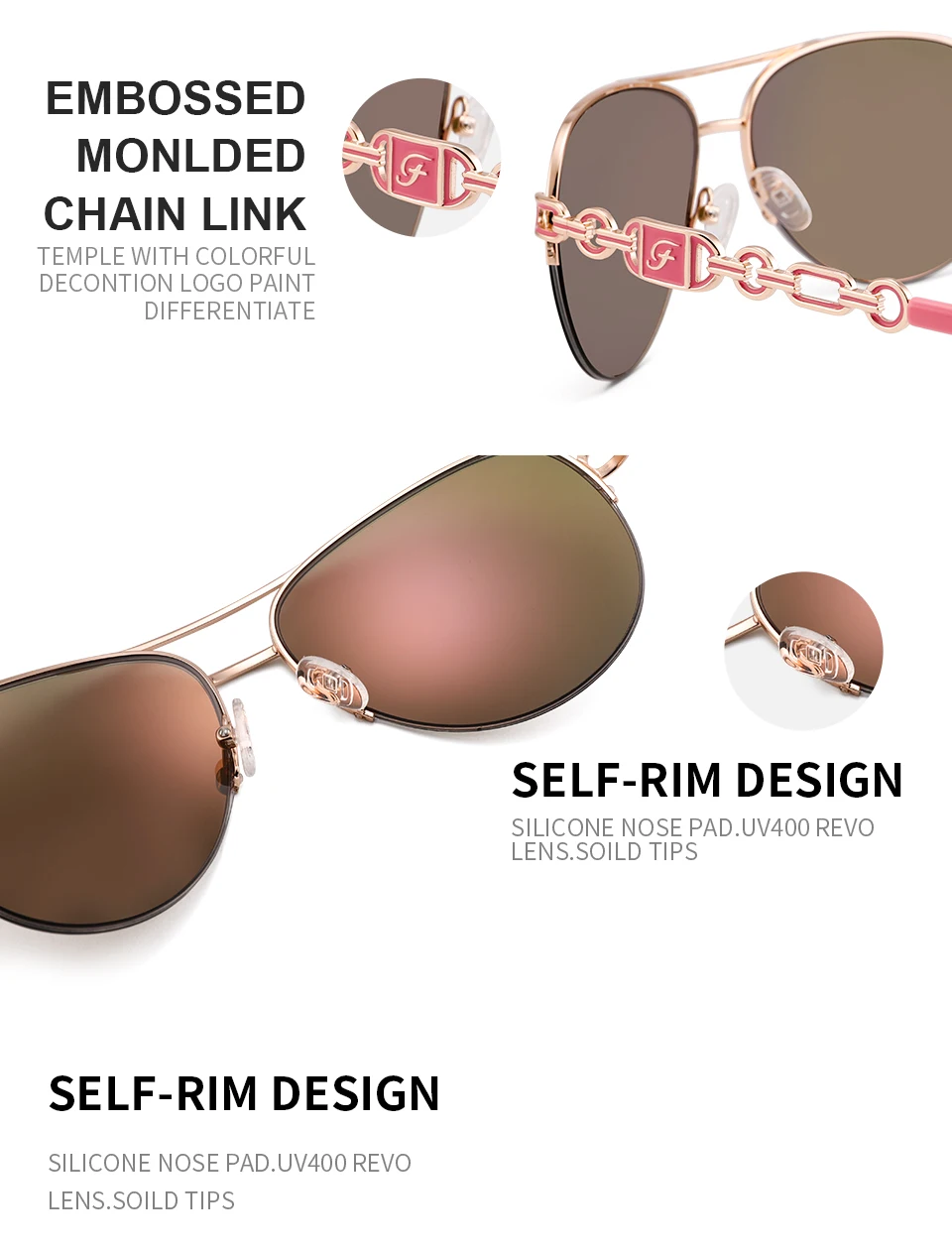 FENCHI женские солнцезащитные очки uv 400 oculos, женские солнцезащитные очки, зеркальные очки пилота, розовые женские очки zonnebril dames gafas de sol mujer