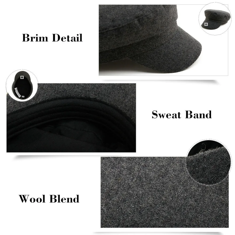 FANCET унисекс шерсть Для мужчин женщин армии шляпу с плоским Однотонная