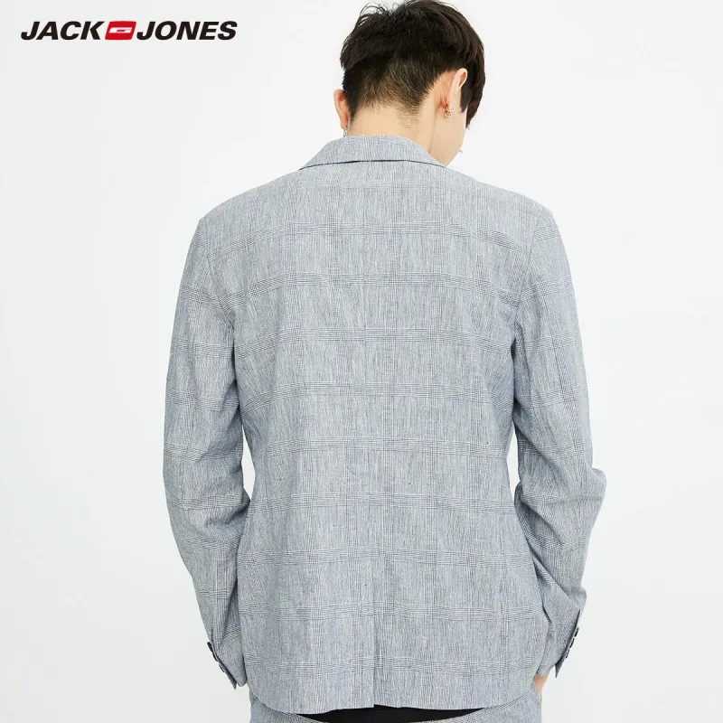 JackJones мужской Клетчатый Блейзер прямого кроя с лацканами E | 218208502 Мужская одежда