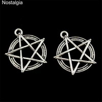 nostalgia 10pcs wicca fashion pentagram ouija supernatural pentacle amulet talisman pendant jewelry wiccan charms 2525mm