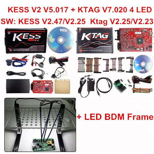 KESS KTAG LED Frame Полный Ktag KESS V2 Master V5.017 V2.53/V2.47 KESS 2 5,017 K-tag V7.020 светодиодный BDM Рамка адаптеры мастер OBD2 менеджер Тюнинг Комплект - Цвет: KESS KTAG LED Frame