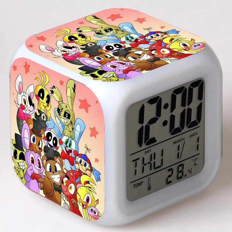 42 Gmaes аниме Рисунок Five Nights at Freddy's светодиодный Будильник мигающий красочный сенсорный свет FNAF Figma Freddy игрушки для детей - Цвет: 42
