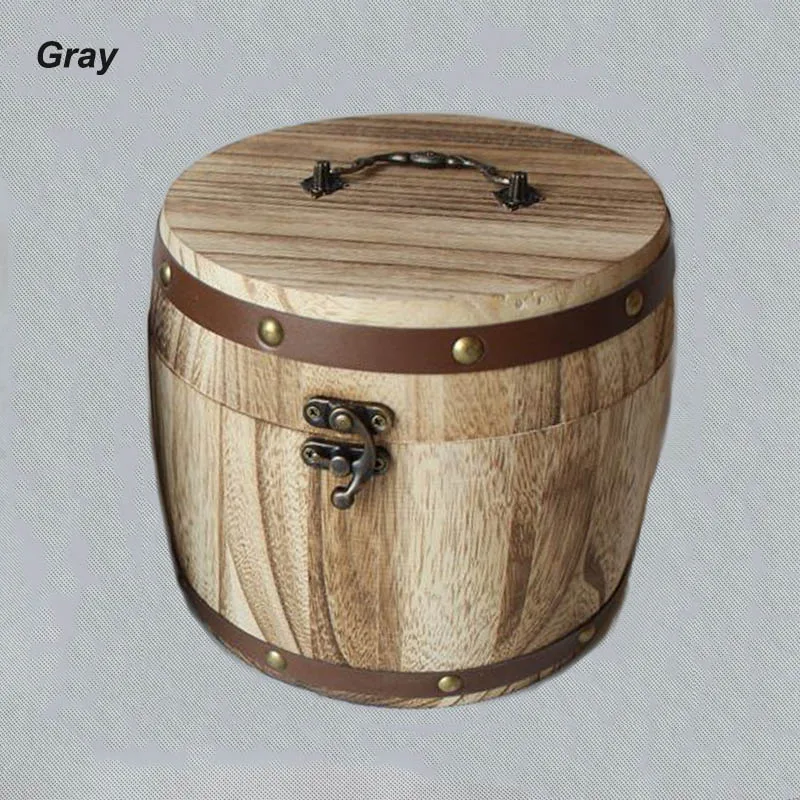 gray EASONOV 16X15,5 см винтажная круглая деревянная коробка деревянная кофейная Бочкообразная упаковка коробка ремесло деревянное ведро - Цвет: gray
