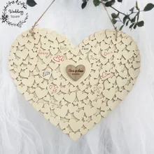 Wooden Heart Shape Customs Personalised Heart Wedding Guestbook Sign Book  Hanging Heart Wedding Guest Book