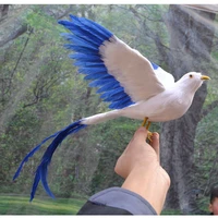 45cm simulation phoenix bird blue white feathers long tailed bird model garden decoration filming prop gift h1073
