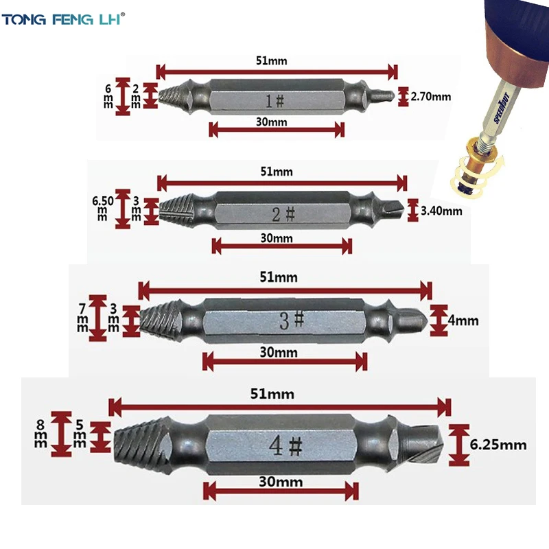 4 шт. набор направляющих для снятия сломанных болтов|set bolt|set screw extractorset drill bit |