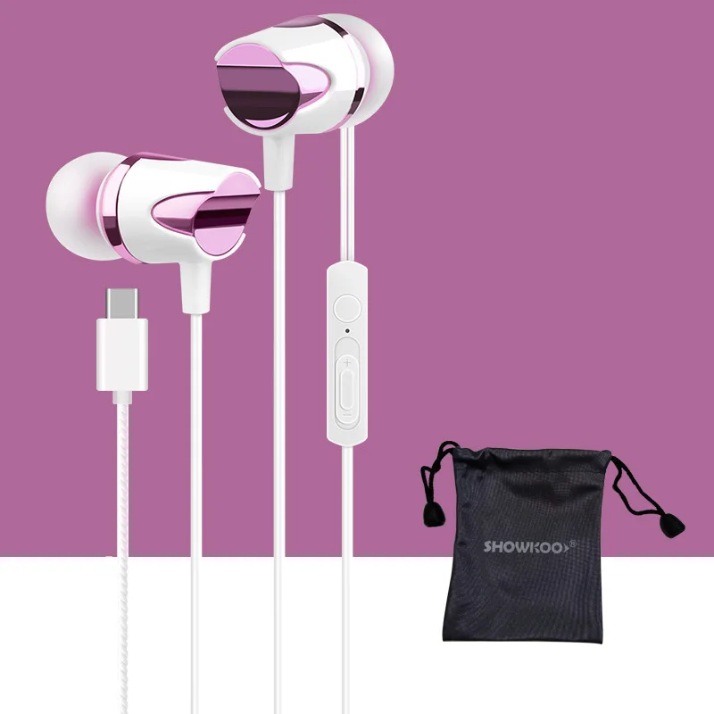 Showkoo High quality with mic Type-c Headphone for Xiaomi Huawei connector Lossless good In-ear earphone headset | Электроника