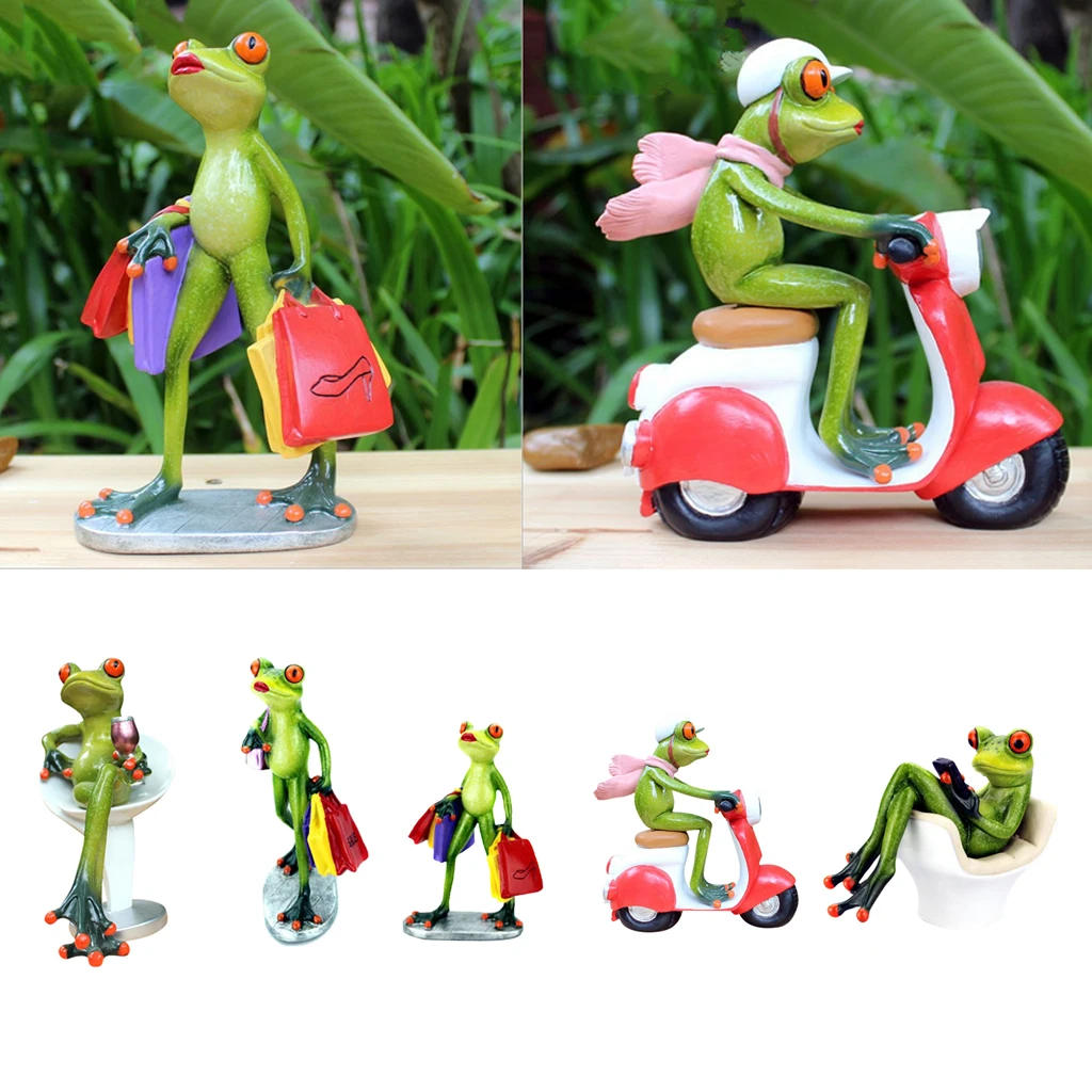 3D Frog Novel Frog Ornament Long Legged Frog Figurine Animal Model Collection Statue for Home Tabletop Office Cafe Shop Display