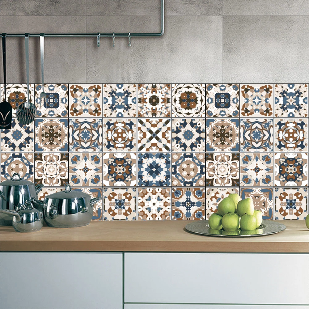 стену с креативным 3D узором в марокканском стиле из плиток, наклейка для детской комнаты водонепроницаемая из ПВХ для украшения талии в ванной комнате и дома.