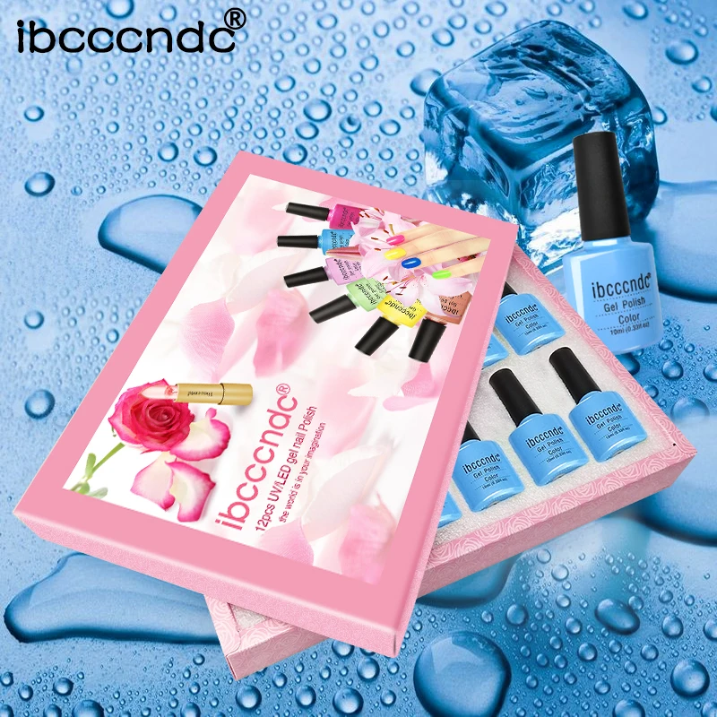 

12pcs/set Blue Series Gel Polish Soak Off UV LED Nail Gel Polish UV Gel Nail Polish Primer Base Top Coat Manicure Set