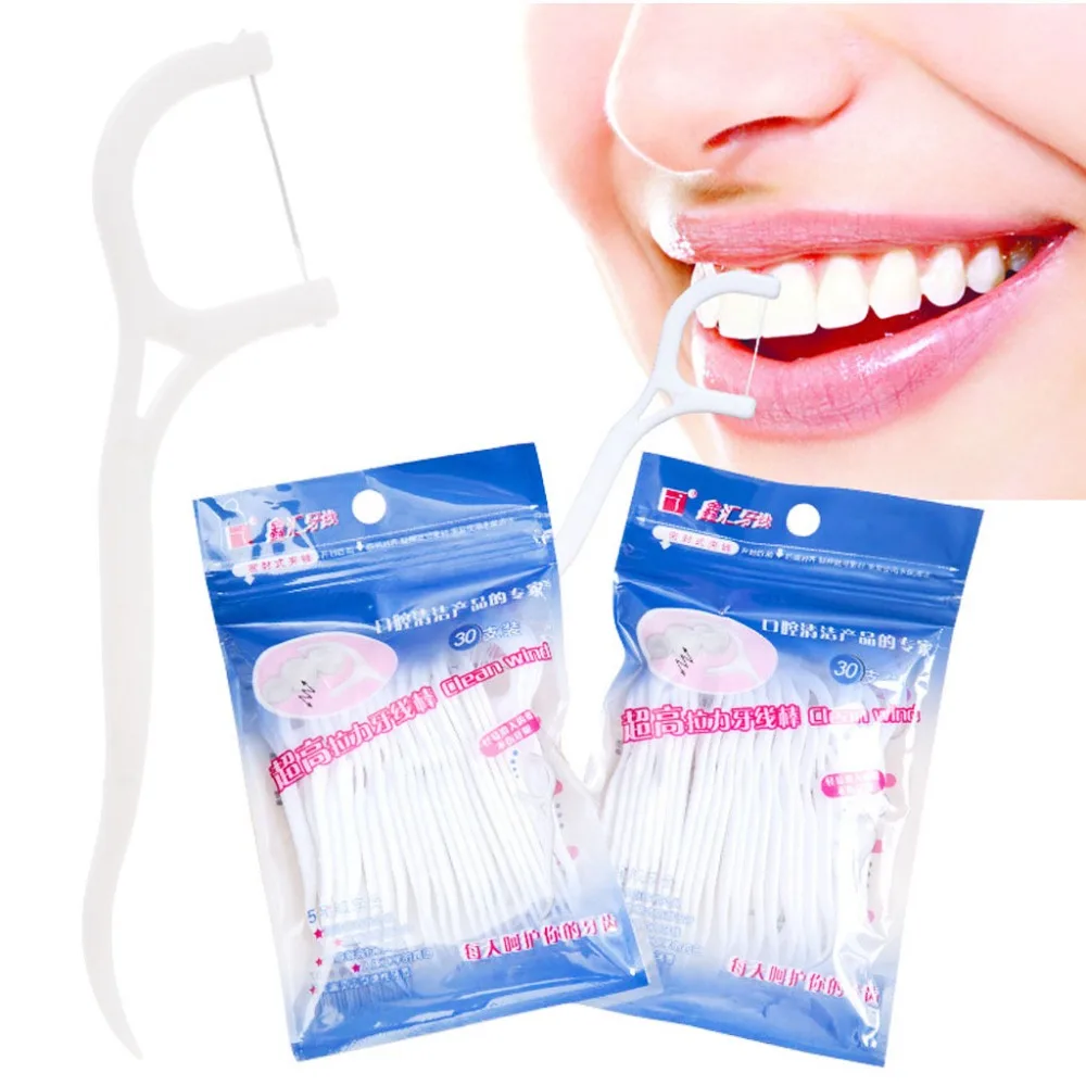 30 шт. зубная нить pick Зуб pick Interdental Щетка Очиститель зуб флосстик для ухода за полостью рта Отбеливание зубов#11