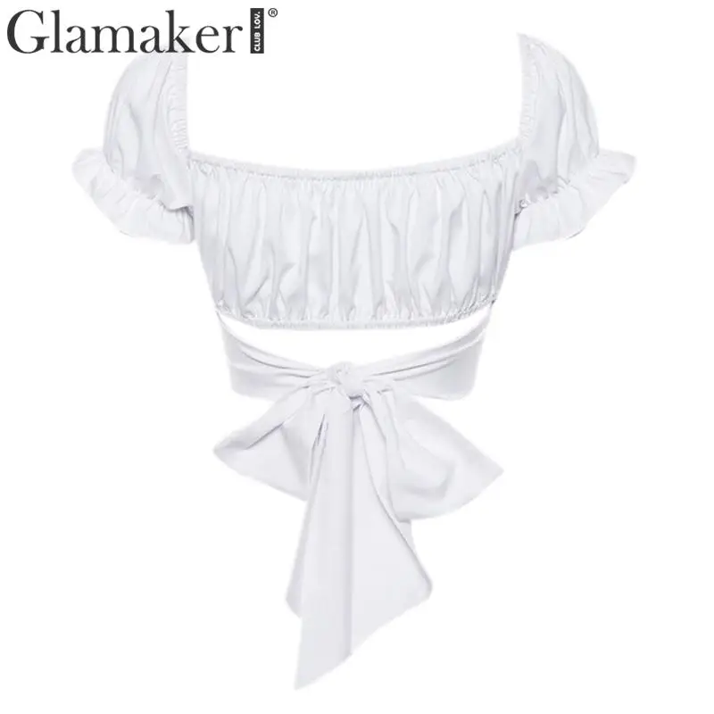 Glamaker, сексуальный укороченный топ с открытыми плечами и оборками, женский элегантный праздничный топ с вырезом лодочкой, летняя повседневная Уличная одежда, вечерние топы, cami