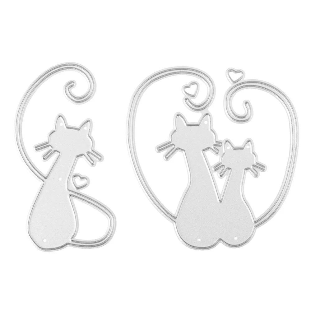 2 шт./компл. Романтический металлический трафарет в виде кошки для рукоделия