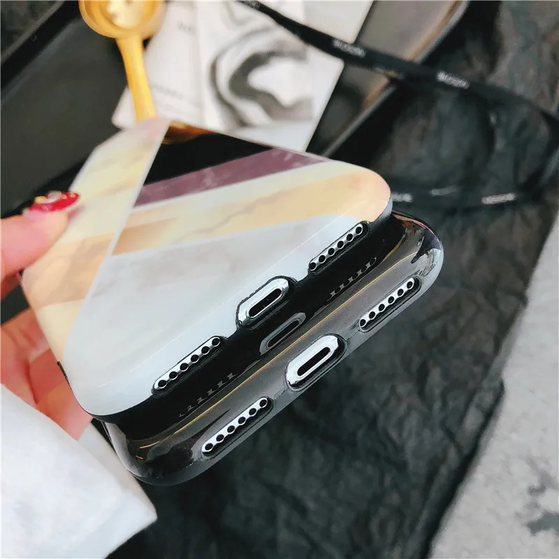Модный черный мраморный чехол для телефона iphone XR X XS Max iphone6S 6 7 8 Plus мягкая крышка IMD