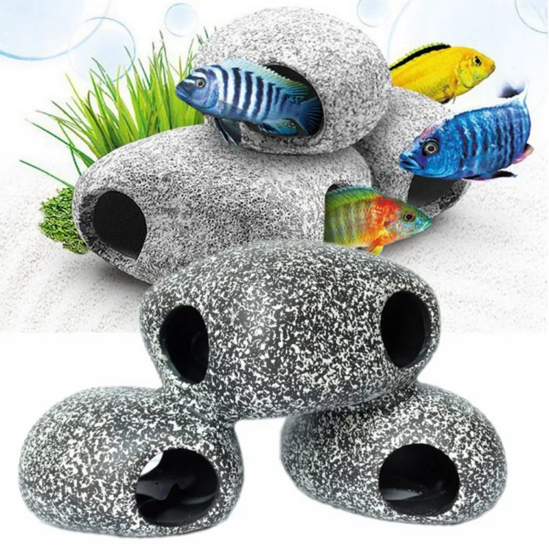 

Funny Ceramic Rock Cave Stone Ceramic Cave Aquarium Fish Tank Pond Ornament Shrimp Breeding Rock Cave Ceramic Stones Akvaryum