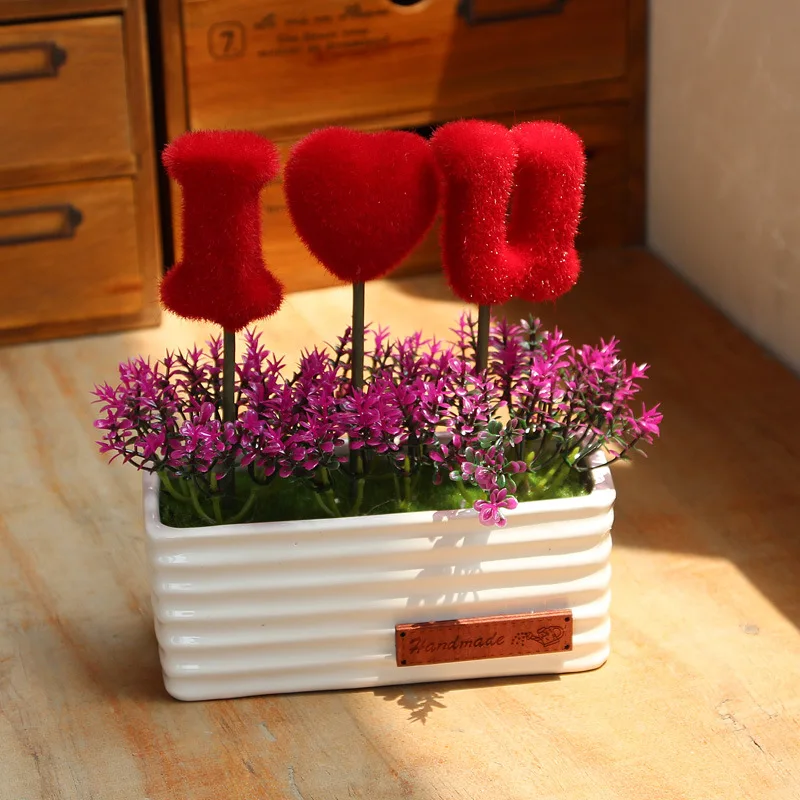 1 набор керамическая бутылка искусственный цветок белый горшок ваза любовь