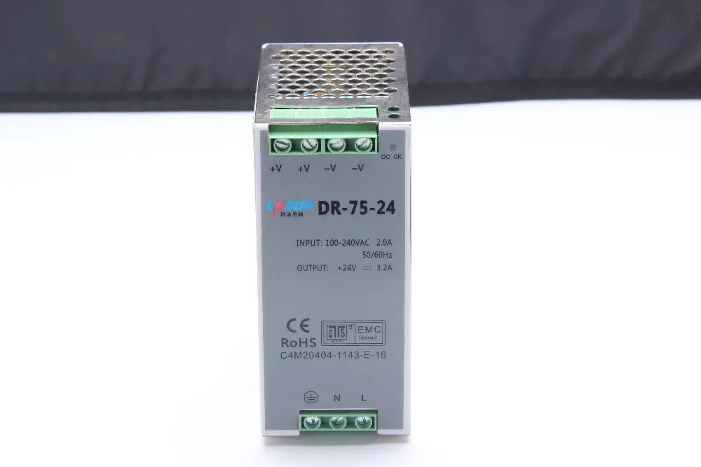 DR 75 12 Светодиодный одинарный Выход Din Rail Питание трансформатор AC/DC 12V 6.3A вывод