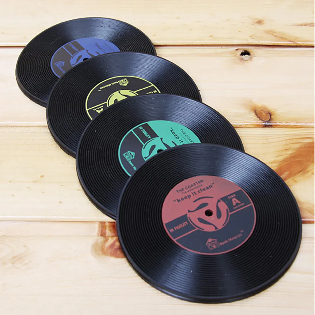 CD Records Shape Kitchen Party Bar Cup Mat Placemat Silicone Coaster Creative Gadget Accessories Mat#5 | Дом и сад