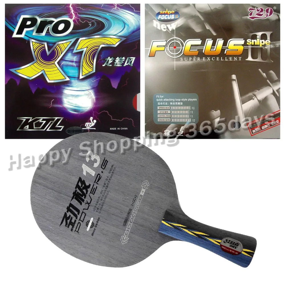 Pro Table Tennis PingPong Combo Racket DHS POWER.G13 PG13 PG.13 PG 13 with KTL Pro-XT and 729 FOCUS III Long shakehand FL