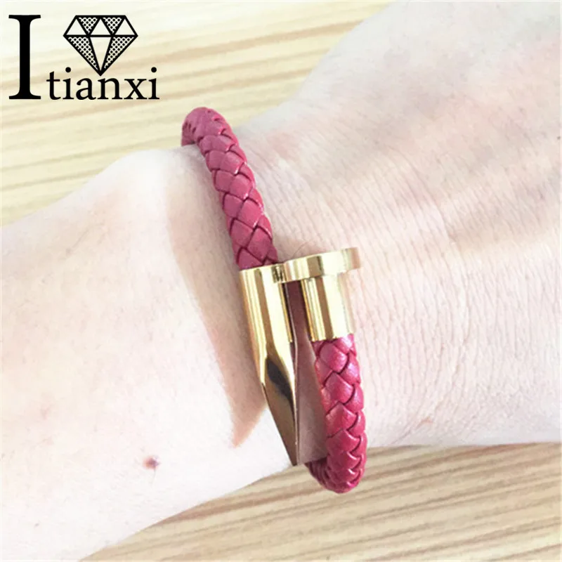 Sporty Design Boys Genuine Leather Bracelet Bangles Male Jewelry Trendy Braided Brand Nail Charm Men | Украшения и аксессуары