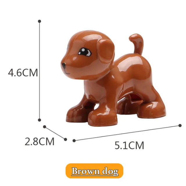 Brown dog Большие блоки животных бегемот жираф слон крокодил прыгун обезьяна медведь Зебра панда Тигр duploed совместимые игрушки - Цвет: Brown dog
