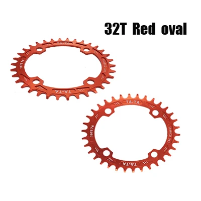 32T Red Oval Кольцо цепи велосипеда 104BCD 32 T/34 T Овальный узкий широкий MTB велосипед цепь кольцо шатунная пластина для велосипедных частей - Цвет: 32T Red Oval
