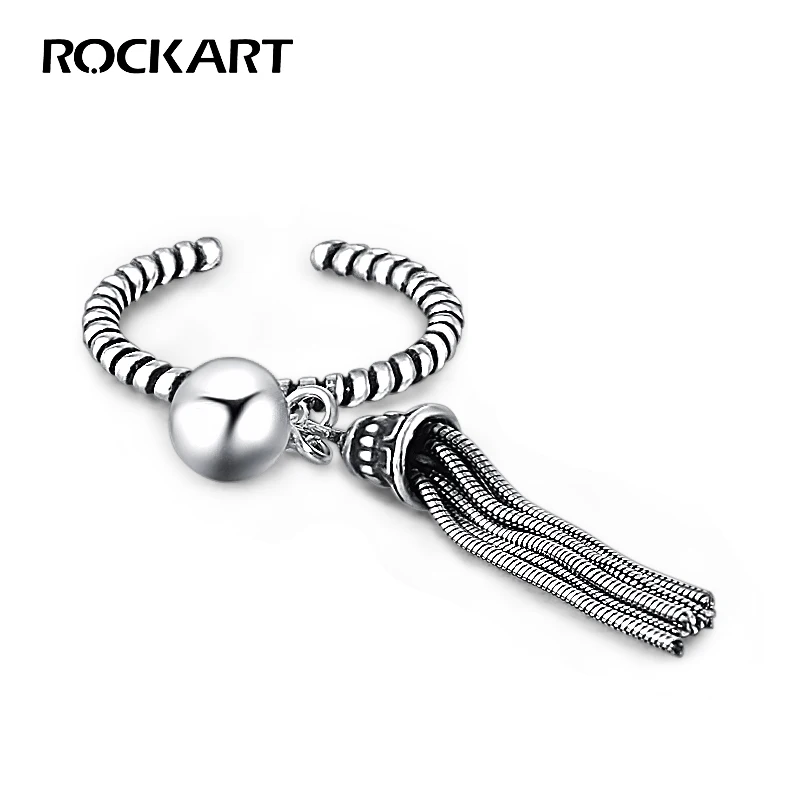 Кольцо с кисточками ROCKART регулируемое кольцо в стиле панк из 100% серебра 925 пробы