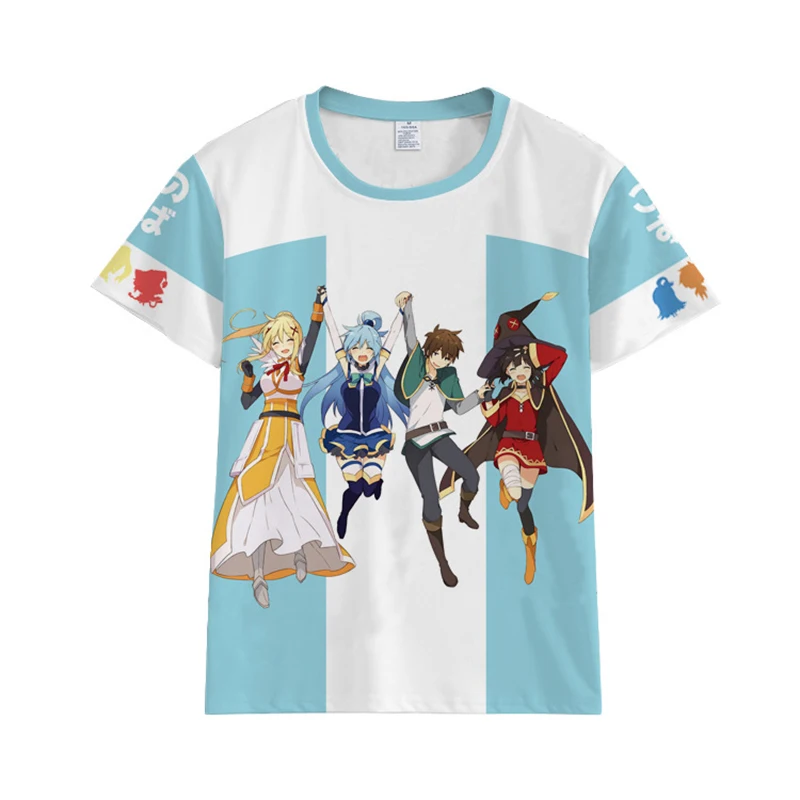 KonoSuba благословение Бога на этот чудесный мир Megumin Aqua Satou Kazuma футболка косплей