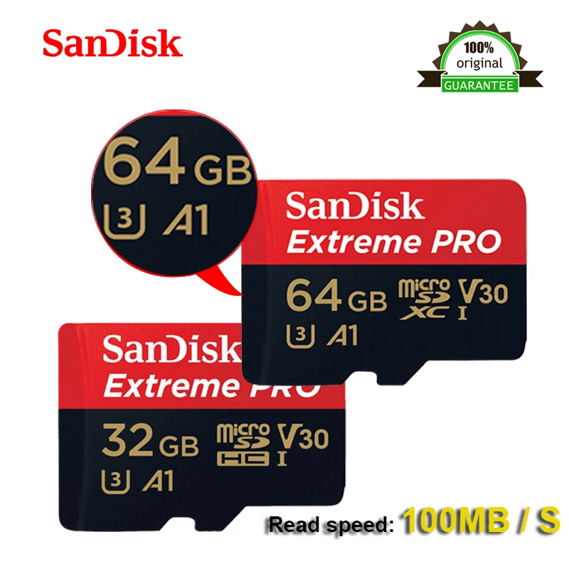 SanDisk Extreme Pro 64 ГБ 32 microSDXC UHS I карта памяти micro SD Гб microSDHC TF 100 МБ/с./с класс 10 U3 с