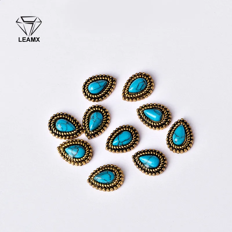 LEAMX 10 шт./пакет 3D Nail Art украшения металла капли воды Matt Nails маникюра декоративные Шарм Сплав Nail наклейки 8 цветов - Цвет: H060