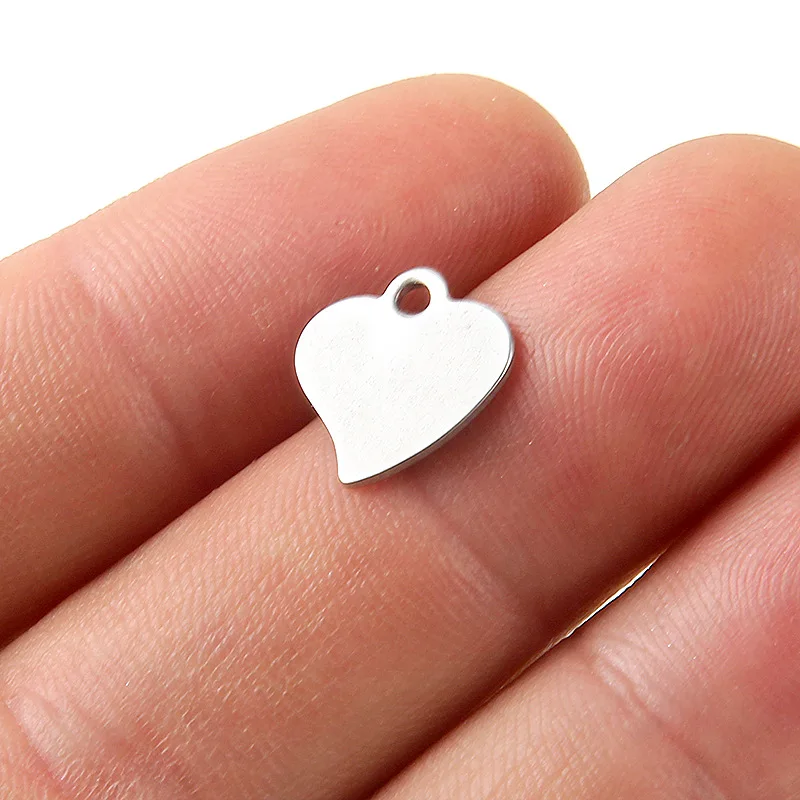 10 шт./лот подвеска в форме сердца из нержавеющей стали для DIY ожерелья и браслеты