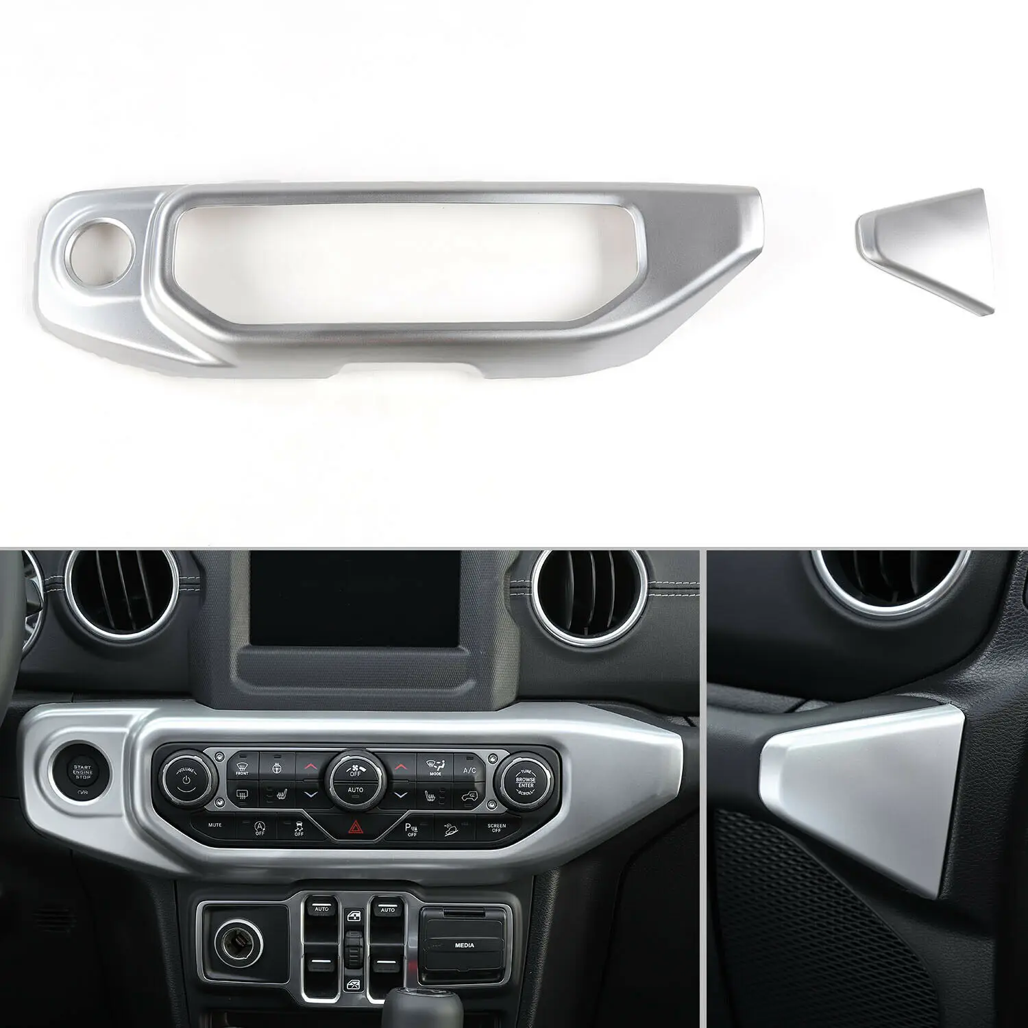 

new Silver ABS Auto Air Condition Control Panel Cover Trim for 2018 for Jeep Wrangler JL